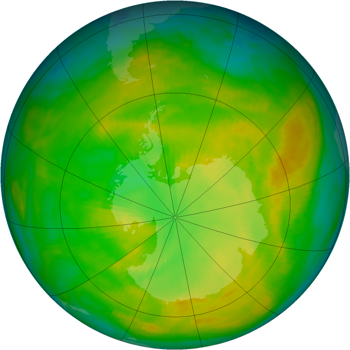 Antarctic ozone map for 06 December 1980